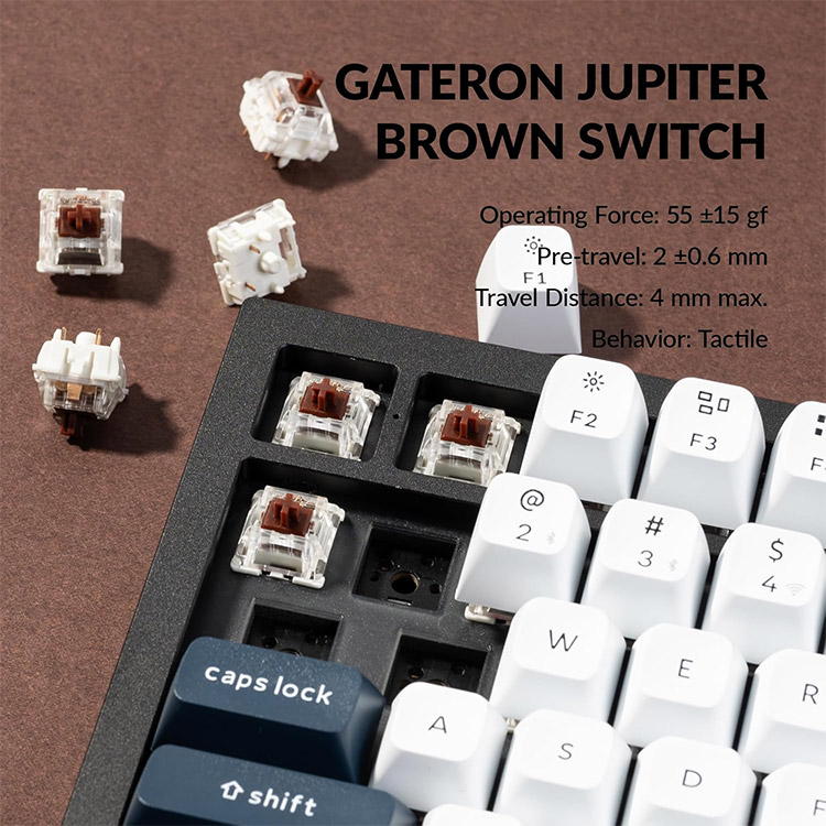 خرید کیبورد Keychron Q3 Max - بی‌سیم - سوییچ مکانیکی Gateron Jupiter قهوه‌ای - سیاه کربنی